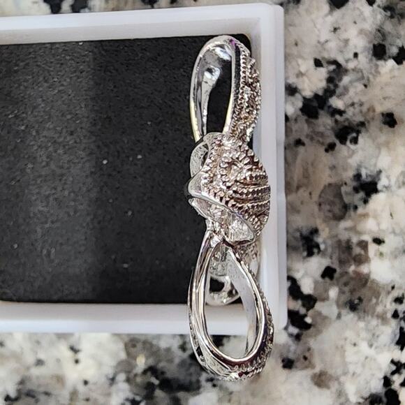 RP 925 Sterling Silver Rhinestone Looped Cross Necklace Slide Pendant, Thailand - Picture 5 of 6